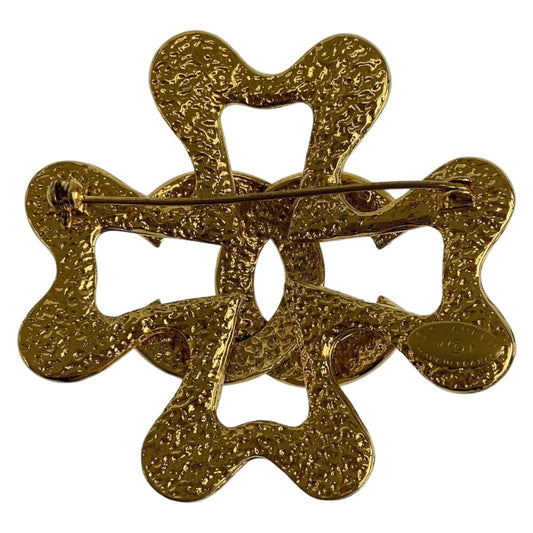 Chanel Vintage Clover Motif Metal Brooch