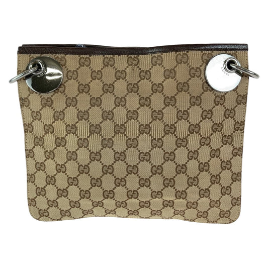 Gucci Eclipse Brown Silver GG Canvas Shoulder Bag