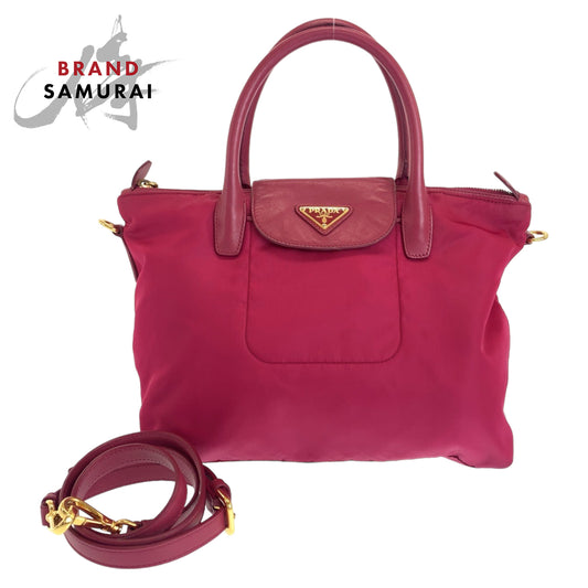 Prada Saffiano Ibisco Leather Nylon Tote Bag