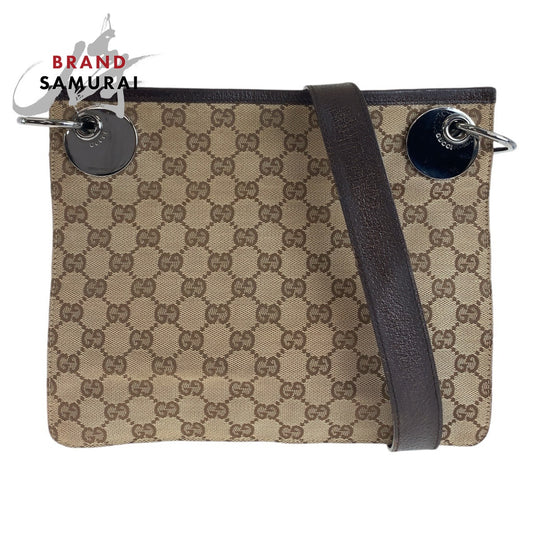 Gucci Brown GG Canvas Leather Shoulder Bag