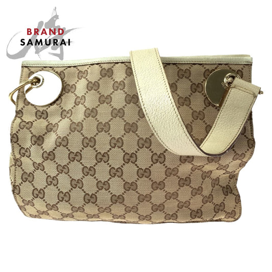 Gucci GG Canvas Shoulder Bag Brown Beige