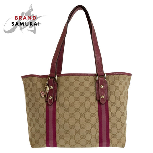 Gucci GG Canvas Leather Tote Shoulder Bag