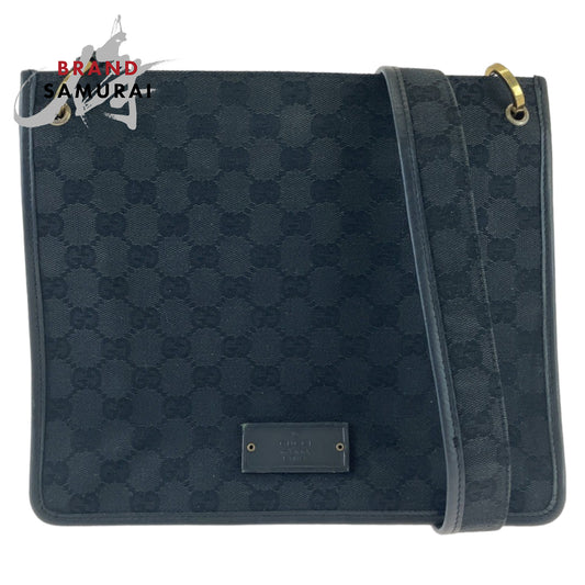 Gucci Black GG Canvas Leather Shoulder Bag