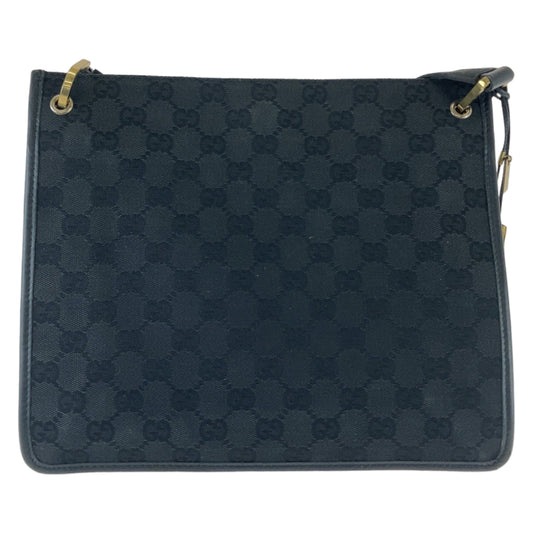 Gucci Black GG Canvas Leather Shoulder Bag