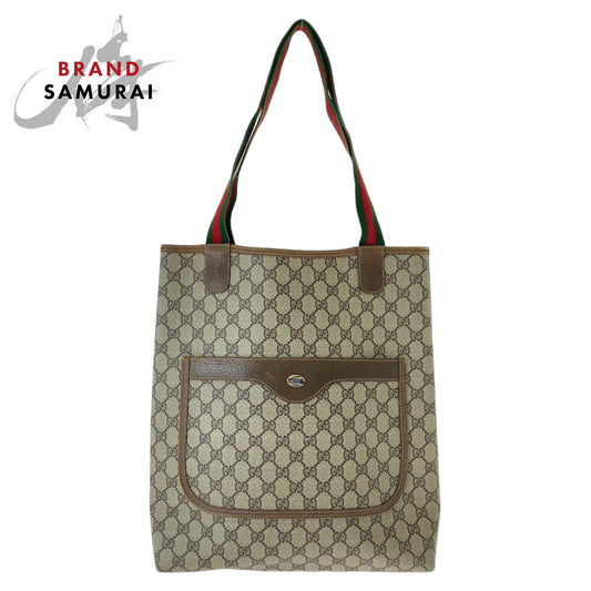 Gucci Vintage GG Supreme Canvas Leather Tote Bag