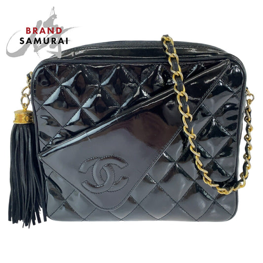 Chanel Vintage Patent Leather Fringe Shoulder Bag