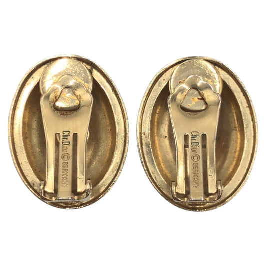 Dior Vintage Gold Metal Logo Earrings