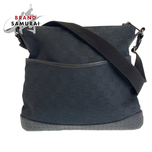 Gucci Black GG Canvas Leather Shoulder Bag