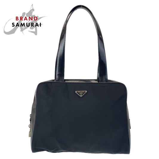 Prada Nylon Enamel Logo Tote Bag