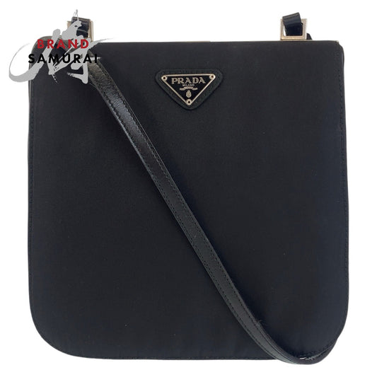 Prada Nylon Tessuto Logo Plate Shoulder Bag