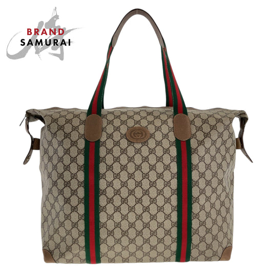 Gucci Vintage GG Supreme Canvas Leather Boston Bag