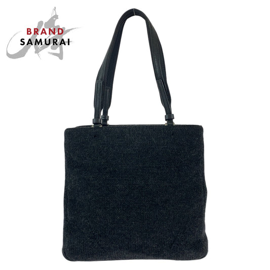 Prada Wool Triangle Logo Tote Bag