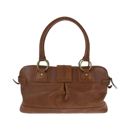 Burberry Leather Check Brown Gold Handbag