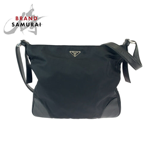 Prada Nylon Leather Tessuto Vittelodaino Messenger Bag