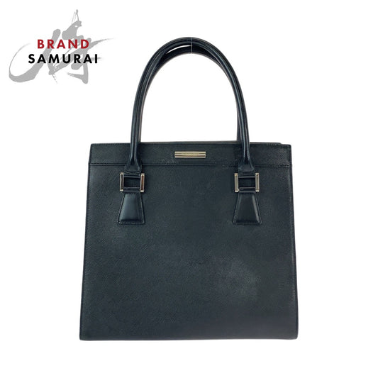 Burberry Leather Tote Bag Black Silver Hardware