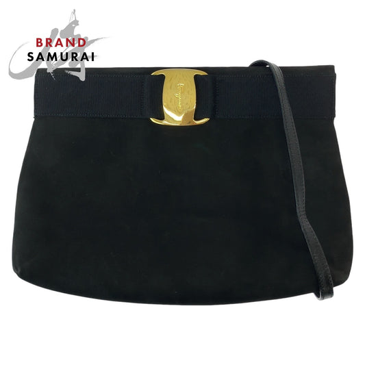 Salvatore Ferragamo Suede Vara Ribbon Shoulder Bag