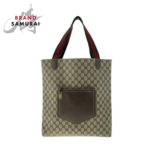 Gucci Vintage GG Supreme Canvas Leather Tote Bag