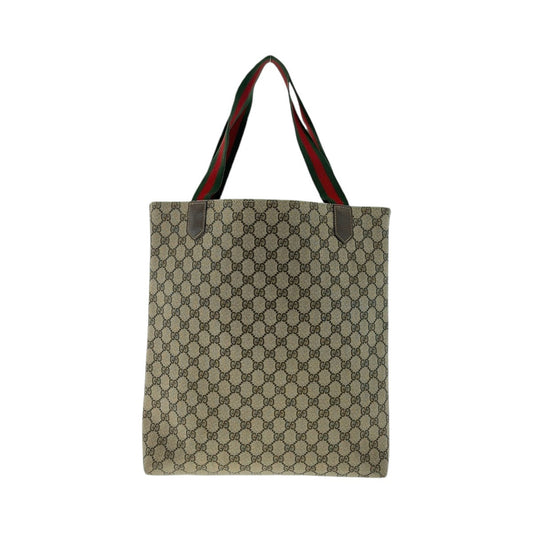 Gucci Vintage GG Supreme Canvas Leather Tote Bag