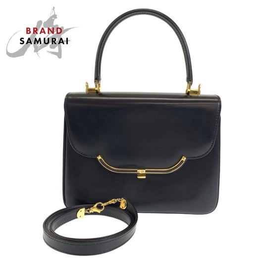 Bally Vintage Black Leather 2way Handbag