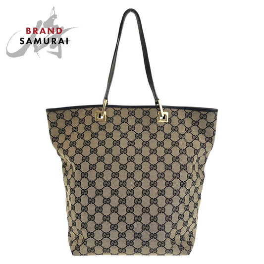 Gucci GG Canvas Leather Tote Shoulder Bag