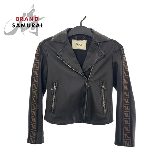 Fendi Lambskin Riders Jacket Black Brown