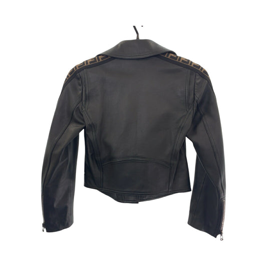 Fendi Lambskin Riders Jacket Black Brown