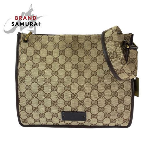 Gucci GG Canvas Plate Charm Shoulder Bag