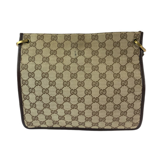 Gucci GG Canvas Plate Charm Shoulder Bag