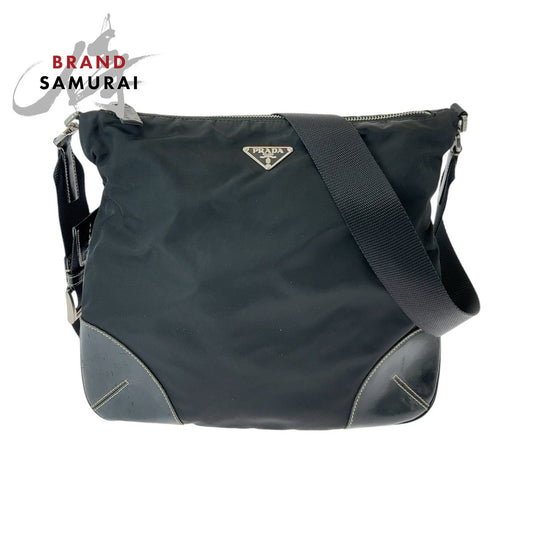 Prada Nylon Tessuto Logo Plate Shoulder Bag