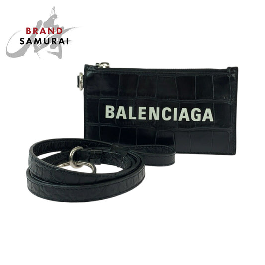 Balenciaga Leather Coin Card Case Black