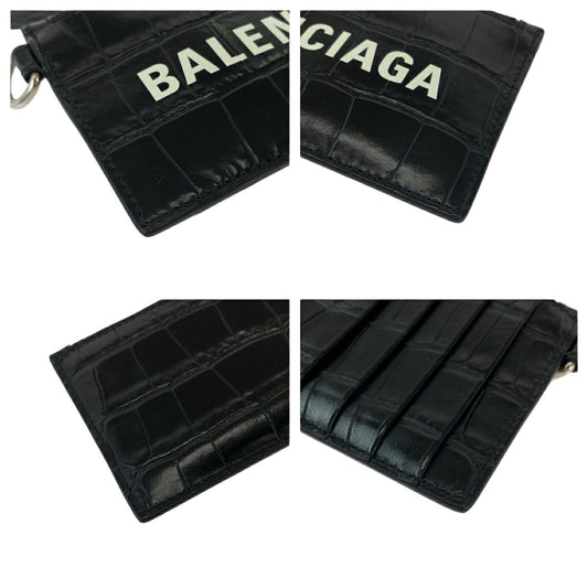 Balenciaga Leather Coin Card Case Black