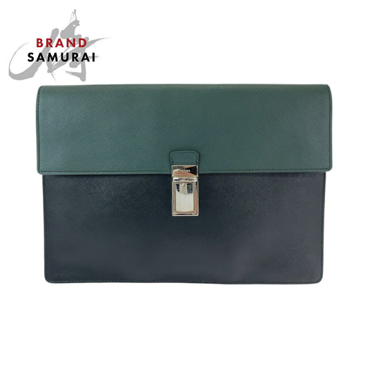 Prada Saffiano Bicolor Leather Clutch Bag