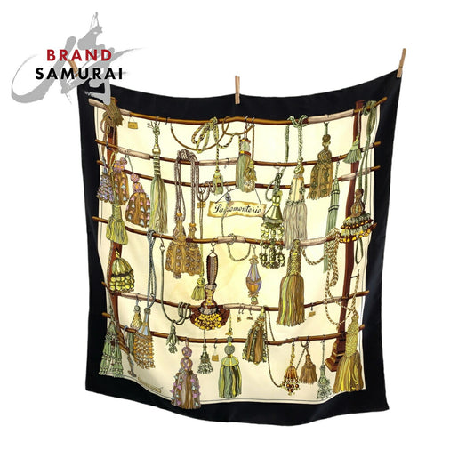 Hermes Silk Scarf Pasementerie Black