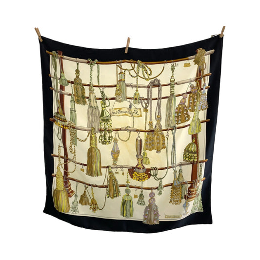 Hermes Silk Scarf Pasementerie Black