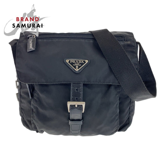 Prada Nylon Leather Tessuto Logo Shoulder Bag