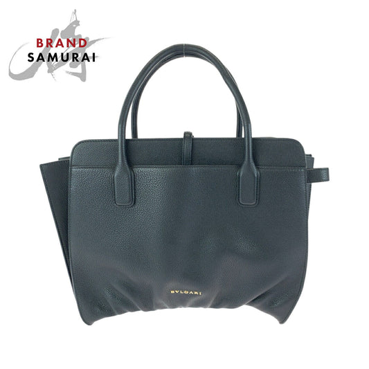 Bvlgari Leather Alba Black Tote Bag