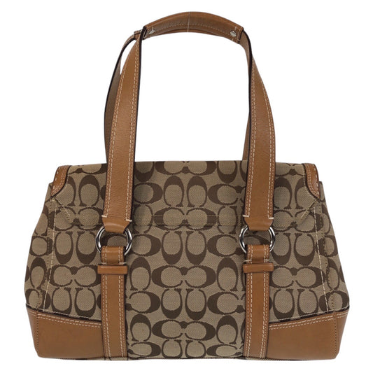 Coach Hamptons Flap Satchel Canvas Leather Handbag