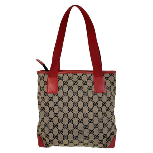 Gucci GG Canvas Leather Tote Shoulder Bag