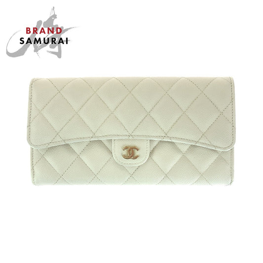 Chanel Caviar Skin Matelasse Long Wallet