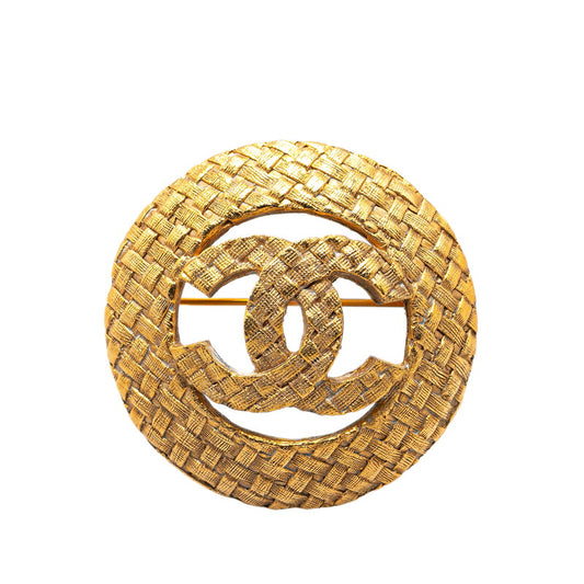 Chanel Vintage Coco Mark Brooch Gold Plated