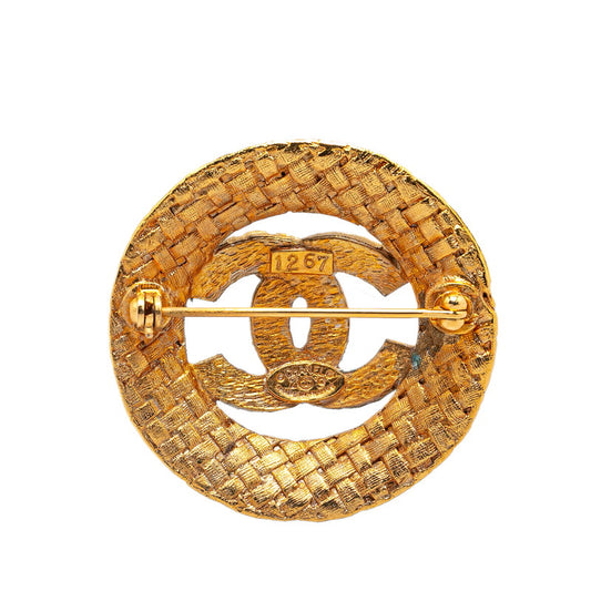 Chanel Vintage Coco Mark Brooch Gold Plated