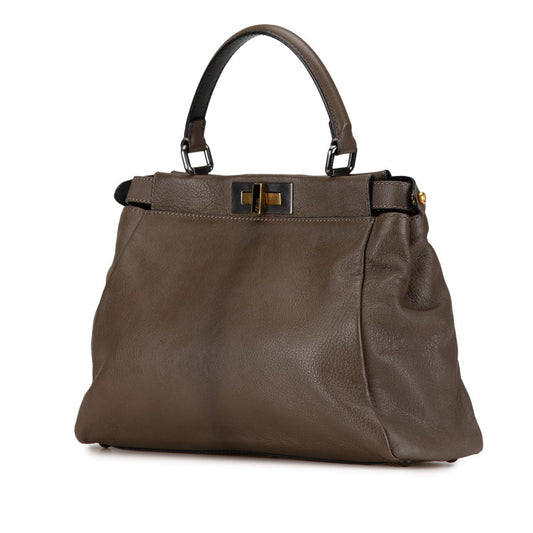 Fendi Peekaboo Leather Handbag Brown