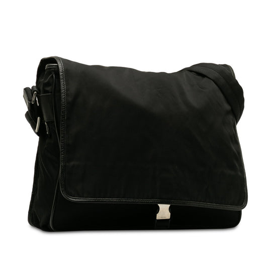 Prada Nylon Leather Tessuto Shoulder Bag