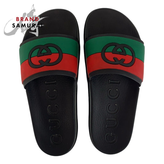 Gucci Rubber Interlocking Sandals Black