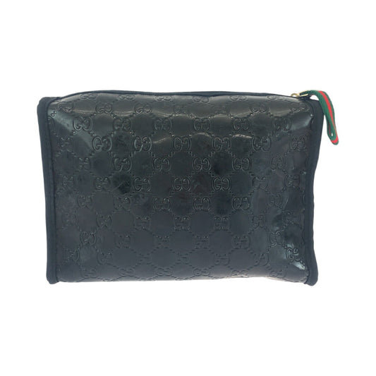 Gucci Black Vinyl Pouch with Gold Hardware