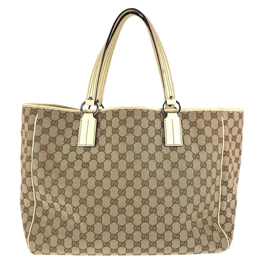 Gucci GG Canvas Leather Tote Shoulder Bag