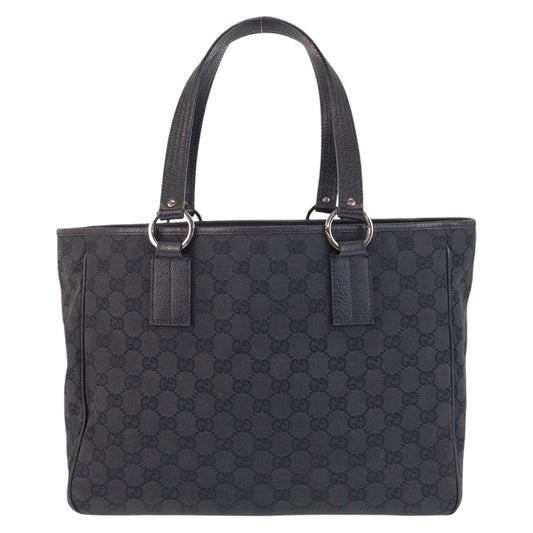 Gucci Black GG Canvas Leather Tote Bag