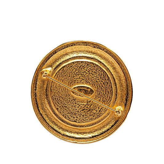 Chanel Cambon Round Brooch Gold Plated