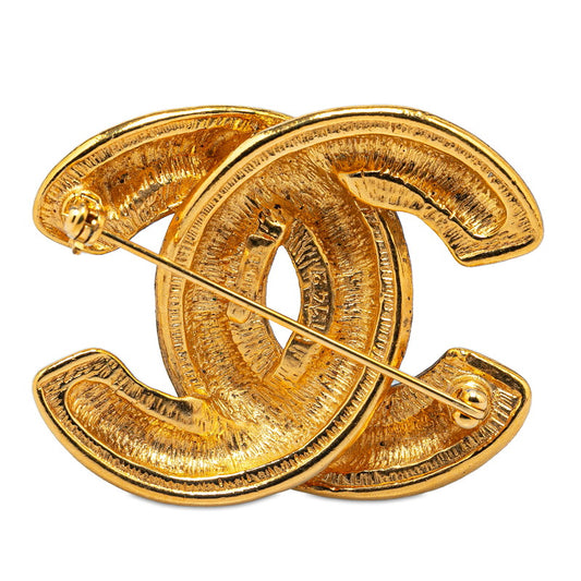 Chanel Vintage Matelasse Coco Mark Brooch Gold