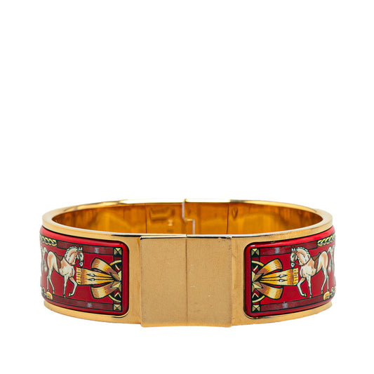 Hermes Enamel GM Cloisonne Bangle Gold Red